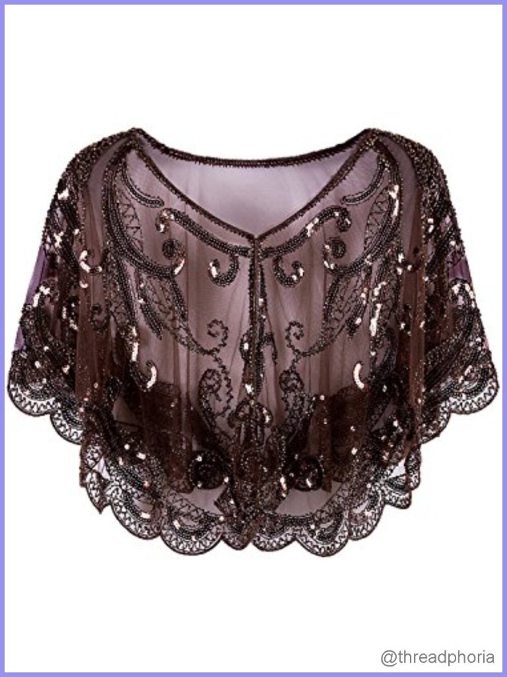 Sequin Beaded Vintage 1920s Cover Up - Reversible Art Deco Bridal Evening Cape